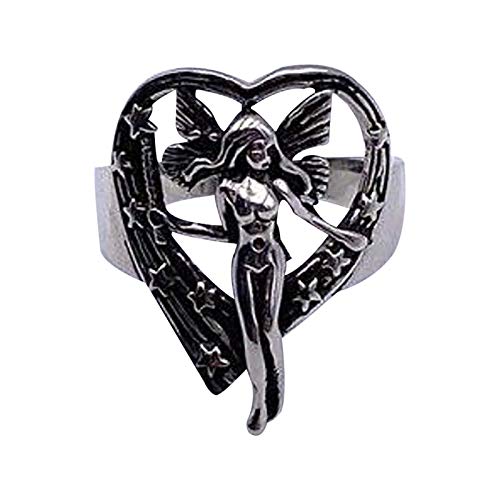 Large Cross Angel Wing Unisex Ring Band Vintage Gothic Punk Biker Silver Black Ring Reveals Unique Personality
