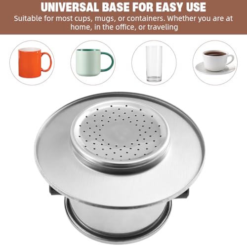 Image of Supvox Drip Coffee Pod, Stainless Steel Phin with Ears & Base, Classic Drip Coffee Pot for Vietnamese Iced Coffee, Detachable Filter Press, Travel Drip Coffee Maker Pot