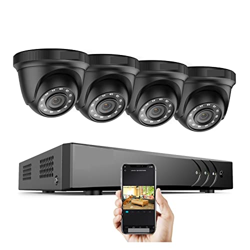MEIVIYA 8CH 1080P FHD Sistema de videovigilancia H.265 + 5in1 5MP Lite Recorder 1080P Cámara de Seguridad Resistente a la Intemperie for Exteriores Kits de CCTV(None,4pcs Cameras)