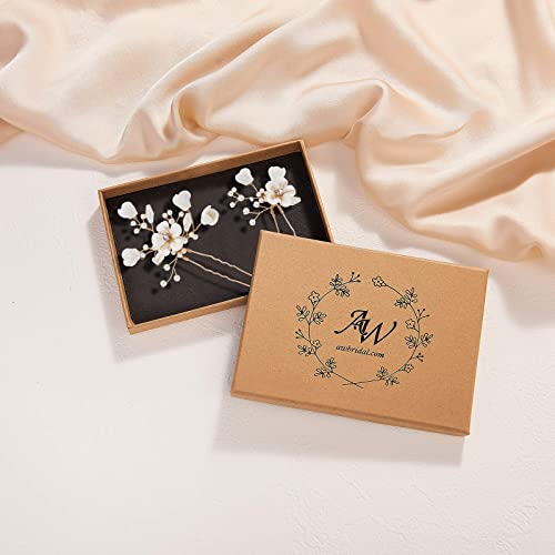 Aw Bridal Wedding Hair Pins Flower Bridal Hair Pieces Bridal Hair Comb Clip Wedding Hair Accessories For Brides Bridesmaids 2Pcs (Gold) #TOP6