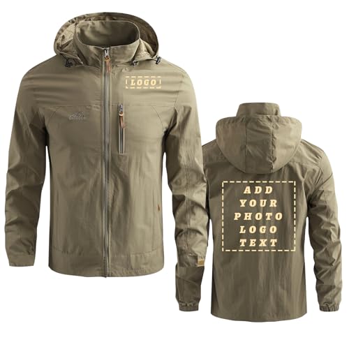 Add Your Logo Custom Mens Rain Coat Waterproof Hooded Outdoor Jacket Lightweight Windbreaker Workwear