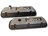Scott Drake 6A582-MAV Aluminum Valve Covers Black Wrinkle Finish Maverick Logo