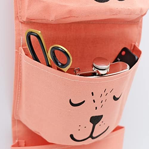 2Pcs Wall Hanging Storage Bag, Hanging Storage Bag with 3 Pockets Waterproof Linen Cotton Hanging Bag Organizer Hanging Storage Bag Wall Hanging Sundry Bag for Bedroom Bathroom Kitchen Green+Orange