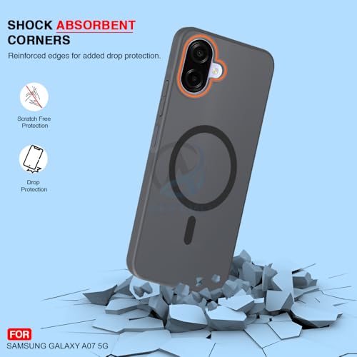 Image of AESTMO Samsung Galaxy A07 / M07 / F07 / F70E 5G Back Cover | Slim Hard Shell | Matte Frosted Hard Back Translucent Back Cover for (Compatible with MagSafe Accessories, Black)