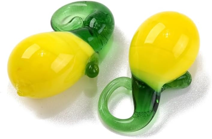 Ornazy 30Pcs Handmade 3D Yellow Lemon Pendants Lampwork Cute Fruit Charms for Jewelry Making Necklace Crafts Gifts - Image 3