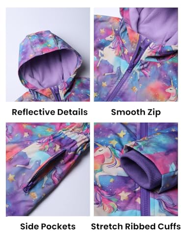 Image of WELAKEN Fleece lined Jackets with Water-Resistance Frabic for Kid's & Toddler II Girl's Rain Jacket & coats