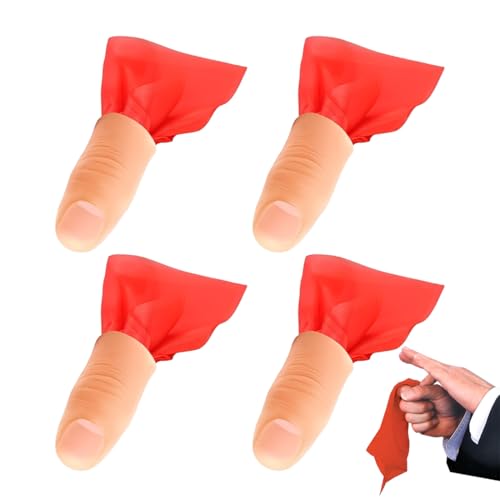 Quesuc Lot De 4 Pièces De Pouce Magique, Astuces Magiques, Pointe Du Pouce, Doigts En Plastique Souple, Accessoires Magiques Et 4 Chiffon D'Entraînement...
