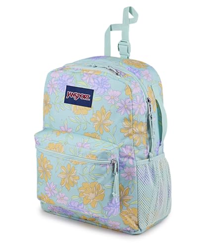 Image of JanSport Central Adaptive Backpack - Wheelchair & Walker Compatible, Tuck-Away Shoulder Straps, Adjustable Backrest Loops & Anchor Straps, Iconic Design, Faded Floral Fresh Mint