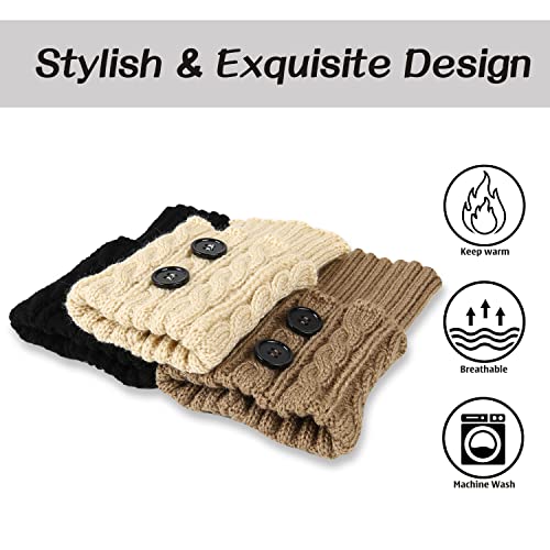 Benefeet Sox 3 Pairs Womens Girls Boot Cuffs Cable Knit Crochet Leg Warmers Socks Winter Warm Short Boot Toppers Socks2