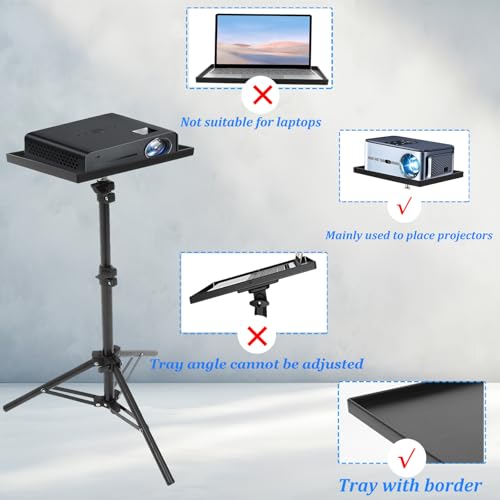 Image of MAGICLULU Projector Stand Tripod 44.88 Inch Height Adjustable Tripod Stand Portable Projector Table with Tray for Office Home Movie Equiqment (Tray Size 7.09 x 9.84Inch)