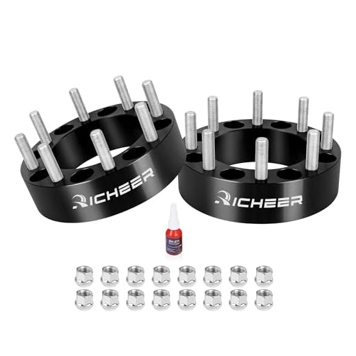 Richeer 8x6.5 Wheel Spacers for 1994-2011 Ram 2500 Ram 3500 1988-1996 F250 1967-1997 F350 1992-2019 E-350 Econoline, 2 PCS 2 inch 8x165.1mm Wheel Spacers with 9/16-18 Studs & 126.15mm Center Bore