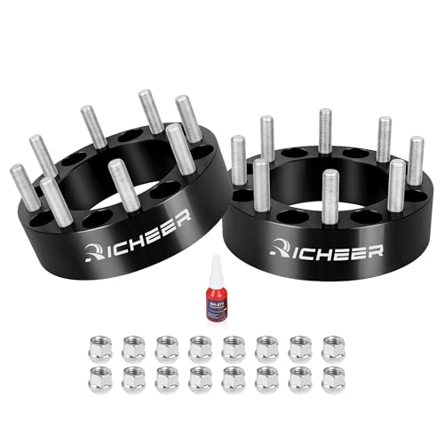 Richeer 2 8x6.5 Wheel Spacers for 1994-2011 Ram 2500 Ram 3500 2 PCS 8x165.1mm Wheel Spacers with 9/16-18 Studs & 126.15mm Center Bore for F250 F350 E150 E250 E350 Econoline