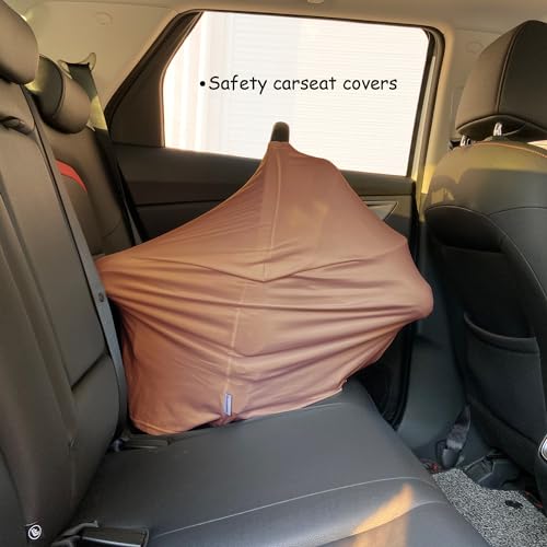 Image of Car Seat Cover Baby for Nursing, Baby Breastfeeding Cover Carseat Canopy Covers, Solid Color Multi-use Nursing Cover for Babies (Wheat)