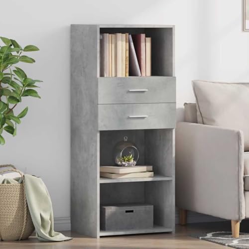 CFODOJ Armarios y almacenamiento, bufés y aparadores-home-highboard gris hormigón 50x42.5x124 cm madera de ingeniería