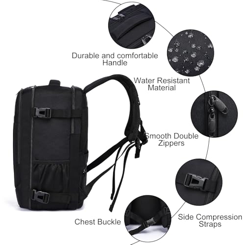LIGSAN 40x30x20 Handgepäck Rucksack für Ryanair, Eurowings Rucksack Klein Handgepäck Flugzeug 24L Reiserucksack Handgepäck Tasche 40x30x20cm Untersitz Reise Handgepäckrucksack für 14 Zoll Laptop 5