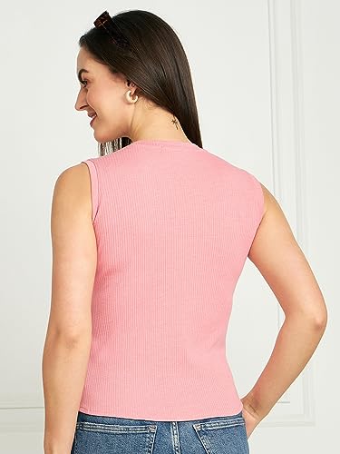 Image of Modeve Women Ribbed Sleeveless Fitted Top for Summer