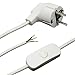 Produktbild 2m Zuleitung Weiß mit Stecker und Schalter Anschlusskabel Netzkabel Stromkabel mit Schnurzwischenschalter und Winkelstecker 3x0,75qmm 250V