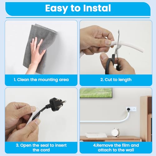 Image of Serplex 2 x 6.6ft Self-Adhesive PVC Cord Hider, Single Cable Cover, Cuttable Wire Organizer & Floor Cable Protector, Tangle-Free, Durable, Easy Install for Ethernet /Power /HDMI, Home & Office