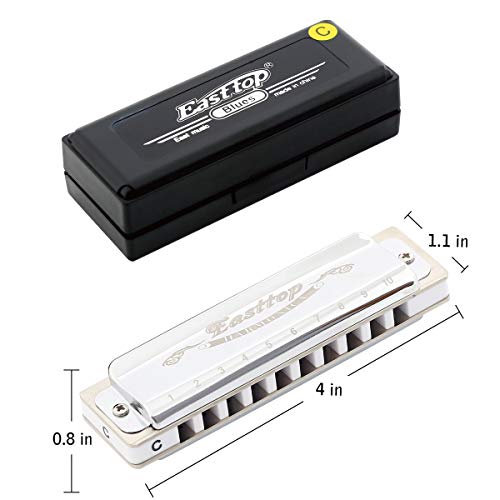 East Top 10 Holes Key by C Professional Diatonic Blues Harmonica T008, Silver Harmonica Pour adultes, joueurs… - Les Beatles, Paul McCartney, John Lennon, RIngo Starr, George Harrison East Top 10 Holes Key by C Professional Diatonic Blues Harmonica T008, Silver Harmonica Pour adultes, joueurs… – Image 5