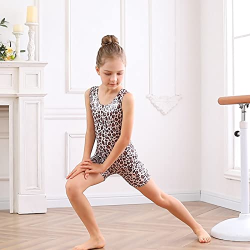 Uideazone Leotards For Big Girls Gymnastics Ballet Dance Apparel Quick Dry Leopard Printed Kids Unitards Biketards Gym Outfits thumb #3