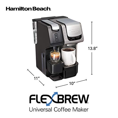 Image of Hamilton Beach FlexBrew Trio 2-Way Coffee Maker, Compatible with K-Cup Pods or Grounds, Combo, Single Serve & Espresso Machine with 19 Bar Pump, 56 oz. Removable Reservoir, Black