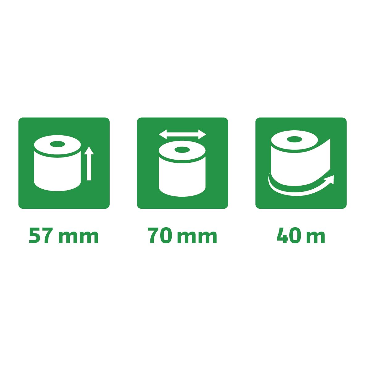 Bobines pour machines a calculer et caisses - 1 pli extra-blanc 60g/m - 57mm x 70mm x 12mm (44m)