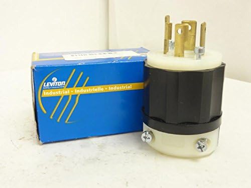 Miniatura 3 de Leviton 2721 30 amperios, 250 voltios trifásico, NEMA L15-30P, 3P, 4W, enchufe de bloqueo, grado industrial, conexión a tierra, negro-blanco