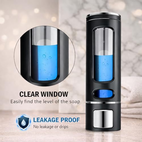 Image of ABS Liquid Soap Dispenser Wall Mounted for Bathroom & Wash Basin | Handwash Bottle Holder, Shampoo & Sanitizer Dispenser for Kitchen, Toilet & Shower Use (Black)