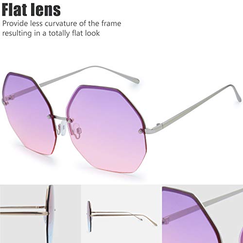 The Fresh Fashion Designer Huge Hexagon Metal frame Ocean Colored Lens Sunglasses Gift Box2
