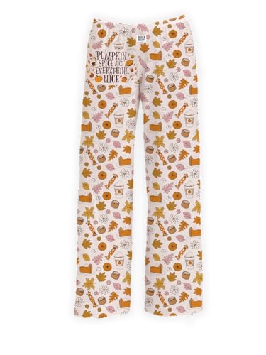 BRIEF INSANITY, Women's Pumpkin Spice Lounge Pajama Pants - Breathable Ladies Loose Fit, Comfy Loungewear, Fall, Autumn & Themed Pajama Pants Women & Men, Unisex - Fall Vibes Groovy, Medium