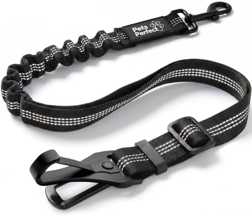 PETS PERFECT Anschnallgurt Hund Auto – Verstellbarer Hundegurt fürs Auto (58–75 cm) mit Metallverschluss & Stoßdämpfer – Hundeanschnaller für ISOFIX & Gurtschloss – Sicherheitsgurt