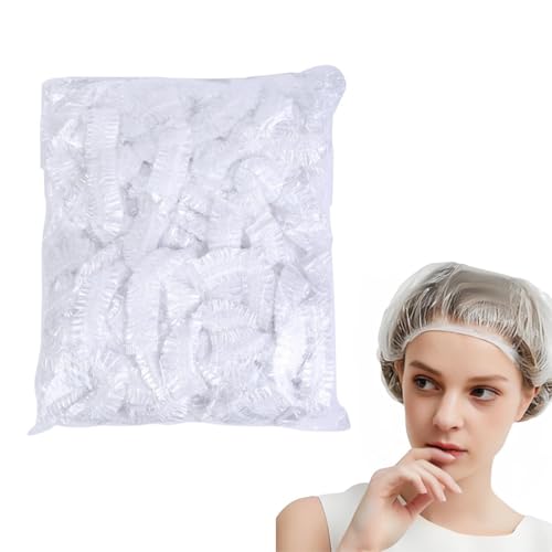 50PCS Gorros de Ducha Desechable,Gorros Ducha Impermeable,Gorros Desechables Estetica,Shower Cap para uso en el hogar,hotel,Spa y peluquería