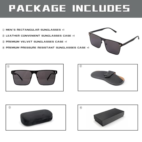 Men's Sunglasses ultra-Light titanium Frame UV400 Protection Polarised Rimless Square Sunglasses2