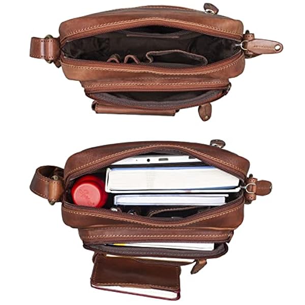 STILORD 'Ryan' Schoudertas Mannen Lederen Kleine Tas Crossbody Bag Vintage Lederen Geval 9.7 'iPad Zak Boodschapper Zak Schoudertas Echt lederen, Kleur:andorra - bruin