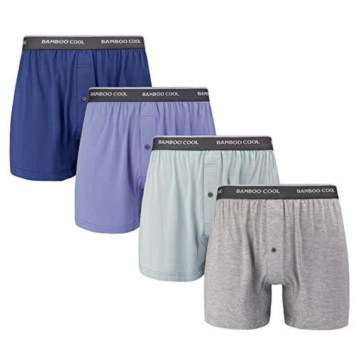 Bamboo Cool Men's Boxer Shorts 4 Pack Bamboo Boxers Underwear For Men Relaxed Fit Stretch Short #TOP19