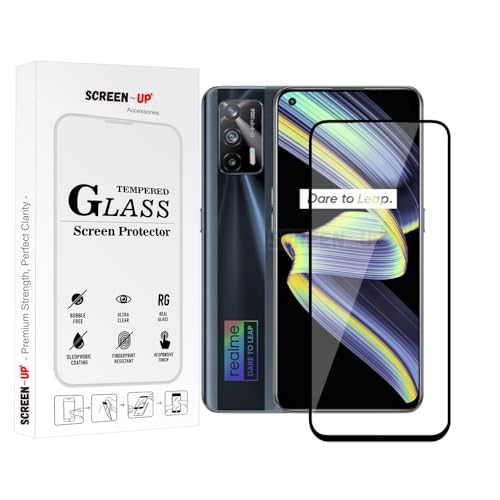 Image of ScreenUp Tempered Glass For Realme X7 Max 5G - Ultra Clear, 9H Scratch Resistant, Full Coverage, Easy Install Screen Protector