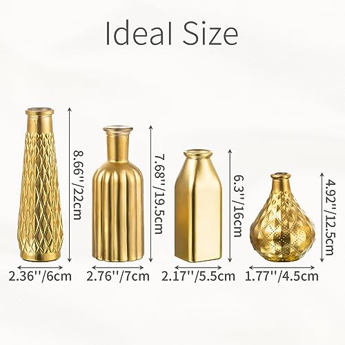 Inweder Set di 4 vasi in vetro dorato per fiori
