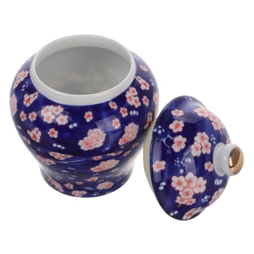 ULTECHNOVO Blau -weißer Keramik - luftdicht Blume Kaffee Muster zeremoniell Ingwergläser aus Keramik chinesische Vase kleines Ingwerglas dekorative Gefäße Vase aus Ingwerglas