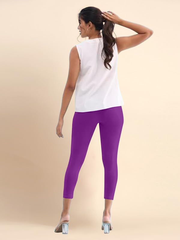 Image of TRENDMALLS Women's Microfiber Elastane Stretch Soft Cropped Leggings with Ultrasoft Waistband for Women