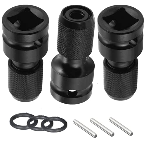 3 Pack Impact Adaptor 1/2 Square Drive to 1/4 Hex Shank Socket Adapter Quick Release Chuck Converter for Impact Ratchet Wrench and Screwdriver Bit Holding Socket
