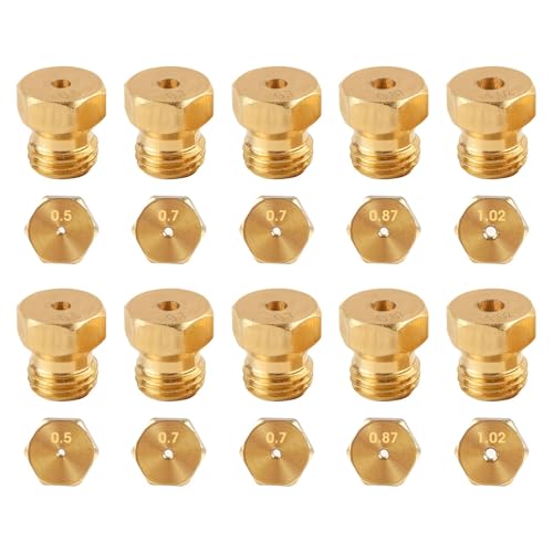 10 Stück Universal-Butangas-Düsen, Umwandlungsset, Gasdüse, Flasche für Gasherd, Propanbrenner, LPG-Flasche, Brenner, 0,5 mm x 2 0,7 mm x 4 0,87 mm x 2 1,02 mm x 2 x 2