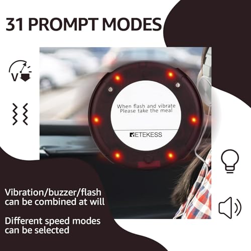 Retekess TD163 Coaster Pager System, Pagers for Restaurants Long Range,31 Prompt Modes, 20 Beepers for Food Truck, Church Nursery