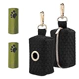 Kotbeutelspender für Hunde 2 Stück Hundekotbeutelhalter Spender mit 2 Rollen Auslaufsichere Hundekotbeutel Hundekotbeutelspender Kotbeutelspender für Hunde(Schwarz+Grün,size:3,15 x 1,57 x 1,77 Zoll)