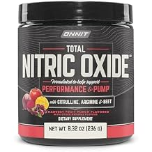 ONNIT Total Nitric Oxide Exercise Performance Powder, IGEN Non-GMO Tested Dietary Supplement for Muscle Performance and Recovery, NO3-T Arginine Nitrate, Harvest Fruit Punch Flavor, 20 Servings