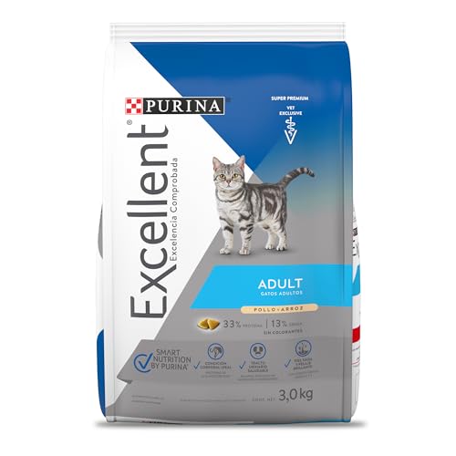 Purina Excellent Alimento para Gatos Adulto Pollo y Arroz 3 Kg