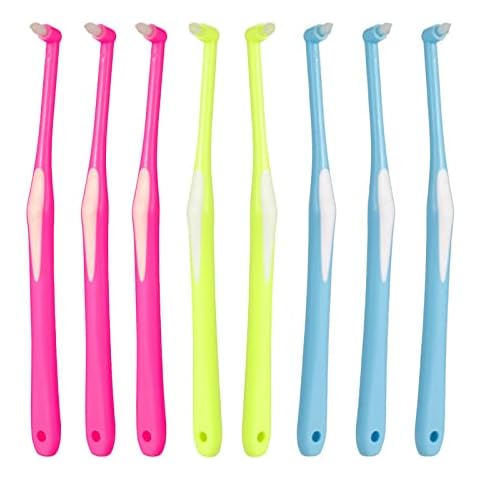 ruggito 9 Pieces Tufted Toothbrush End-Tuft Tapered Trim Toothbrush Soft Trim Wisdom Toothbrush Single Compact Interdental Interspace Brush Cover