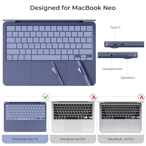 Image of EooCoo Premium Keyboard Cover Skin Protector, Laptop Accessories Compatible with MacBook Neo 13 inch 2026 with A18 Pro Chip A3404, Mac Neo Skin Sticker Scratch-Resistant & TPU Keyboard Cover, Indigo