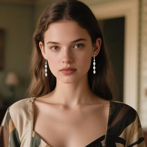 ALEXCRAFT 925 Sterling Silver Dangle Leverback Earrings for Women Trendy 14K Goldplated Hypoallergenic Lightweight Statement Long Cubic Zirconia Teardrop Dangling Earrings Brides Engagement Wedding4