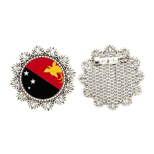Broche de plata de Papúa Nueva Guinea tallado a mano tamaño medium