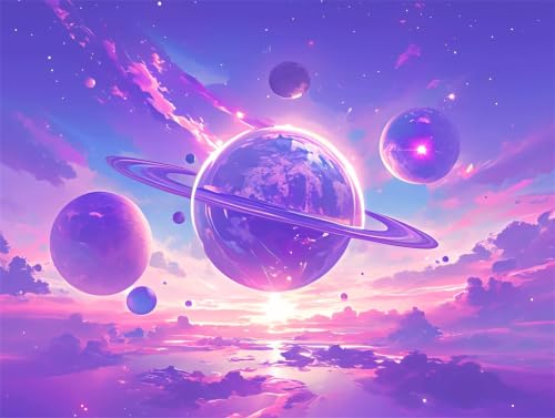 Pintura por números de planeta para adultos con lienzo grande de 100x150cm y acrílicos